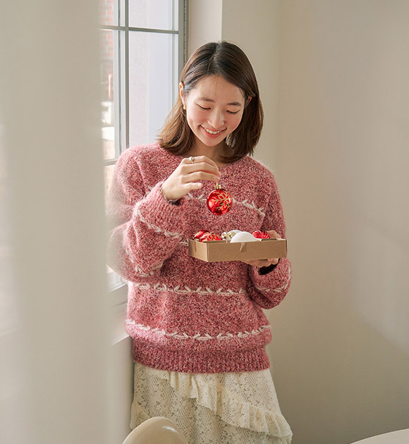 5DA32357CW_Knitted Striped Melange Knitwear