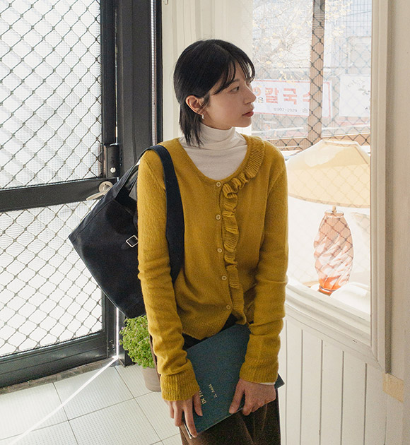 4DA32350NN_One-Sided Frill Knit Cardigan