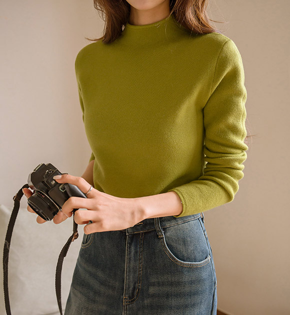 6DA32331NN_Cozy Brushed Fleece Mock Neck Knitwear