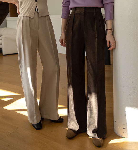 4DA32396NN_Bellows Banding Fleece Wide Slacks