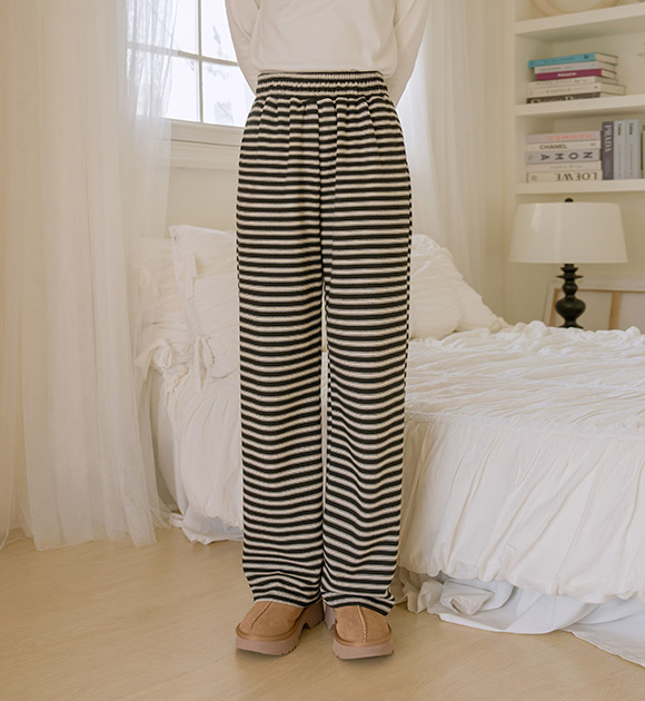 6DA32382CW_Mimi Striped Full Banding Pants
