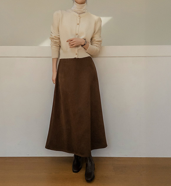 4DA32399JJ_Poet Suede Flare Banding Skirt