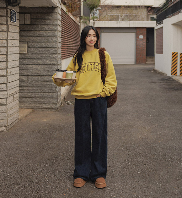 5DA32408NN_Kien Velvet Fleece Hip Pocket Wide Jeans