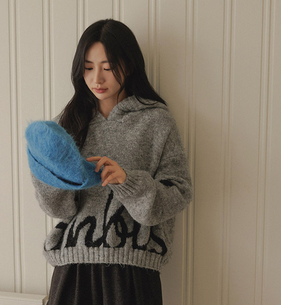 5DA32415CW_Big Lettering Wool Knit Hooded Knitwear