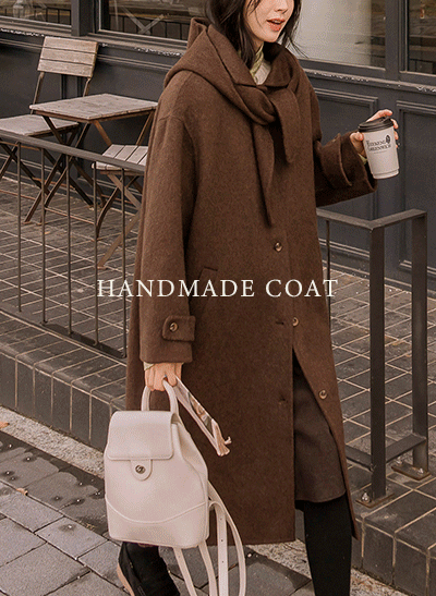 6DA32428JJ_[HANDMADE] Wool 100% Hoodie Long Coat