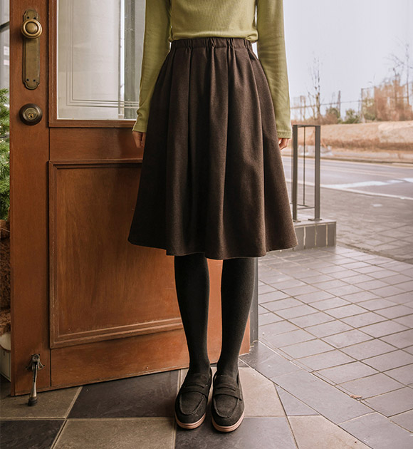 6DA32431JJ_A-line Flared Midi Skirt