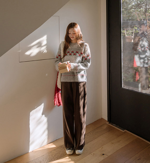 6DA32453NN_Bread Double-Brushed Fleece Seam Pants