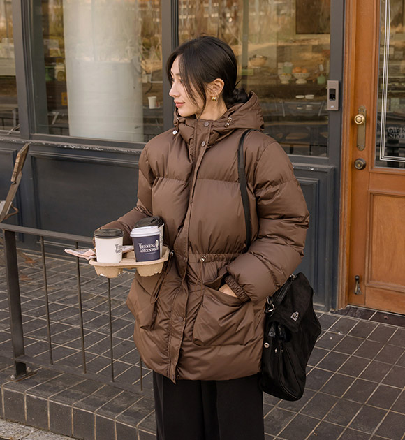 6DA32425CW_Wildy Waist String Padded Jacket