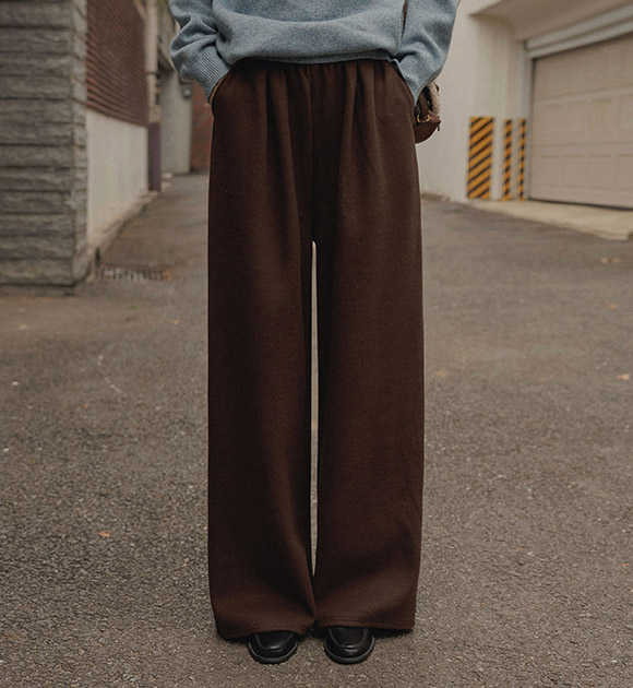 5DA32418CW_Thick and Cozy Spandex Banding Wide Pants