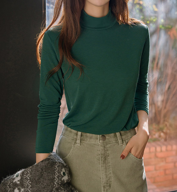 6DA32440HN_Jenny Brushed 2-size Half-neck T-shirt