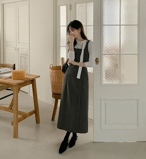 4DA32457JJ_Loare White Button Long Dress