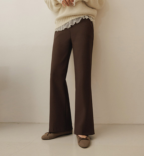 5DA32481NN_Slim-fit Banding Spandex Brushed Bootcut Slacks