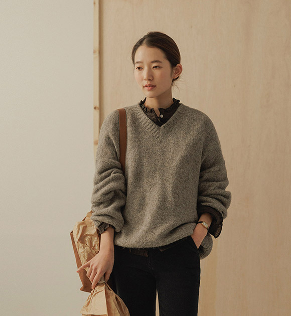 5DA29393NN_Boxy Fit Warm Material Melange Knitwear