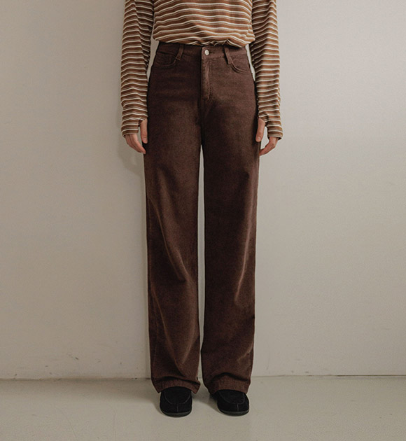 5DA32478CW_Diagonal Corduroy Double-fleece Straight Wide Pants