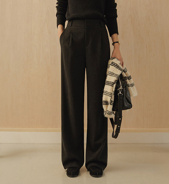 5DA32499JJ_Soft Fleece Pintuck Wide Slacks