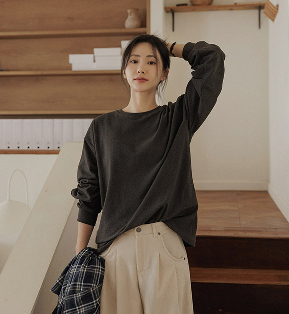 5DA32495HN_Cozy Fleece-lined Oversized Sweatshirt