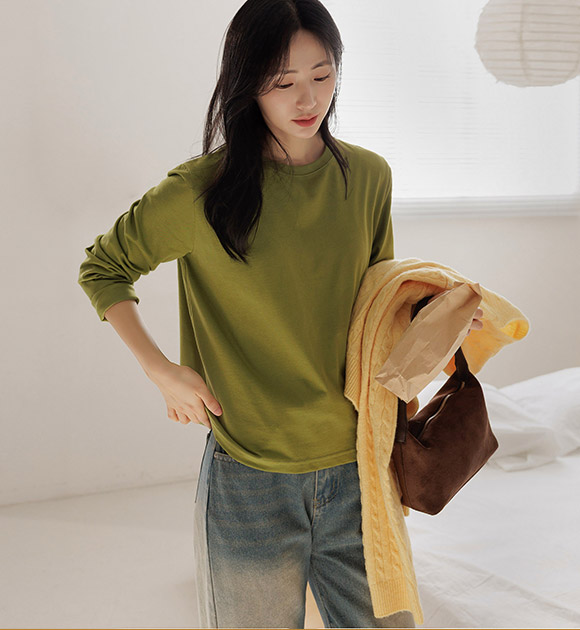 All-season Semi-cropped Basic Tee (Short Sleeve / Long Sleeve)