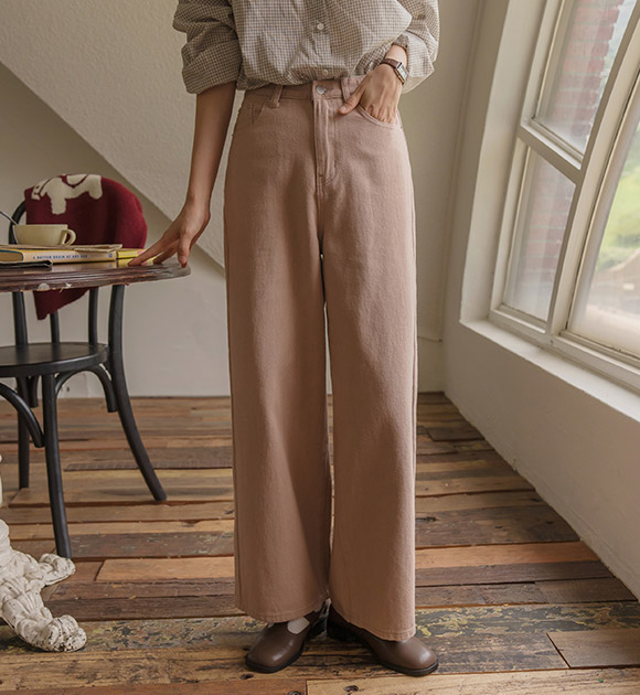 Mute Color Hidden Banding Wide Pants (Short/Long)