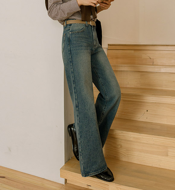 Say Inner Waistband Wide Bootcut Jeans (Short/Long)