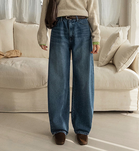 Hidden banding dart curve jeans for all seasons