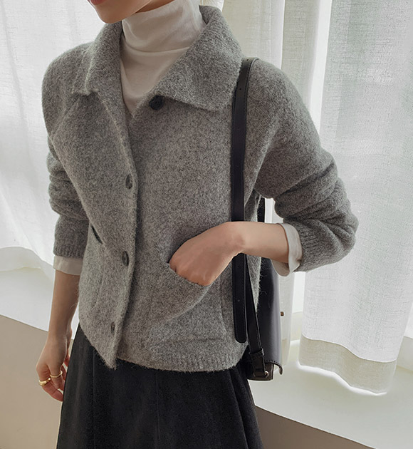 The L collar pocket knitwear Cardigan