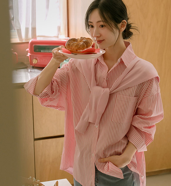 Reju Wrinkle-resistant Loose-fit Shirt (with Shawl Set)