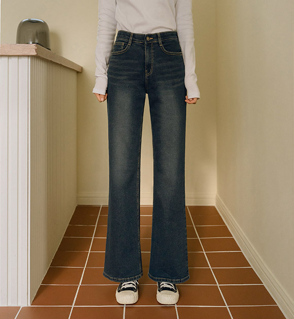 Brushed Semi-bootcut Denim Pants