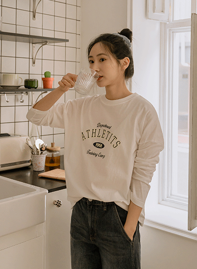 Athletic Print Long-sleeved T-shirt