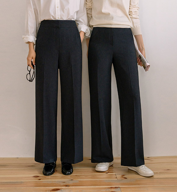 [JUST BETTER] Selena Denim-Like Bootcut Slacks (short/long)