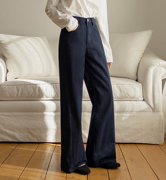 Thigh-Concealing Seam Detail Wide Pants (Short/Basic/Long)