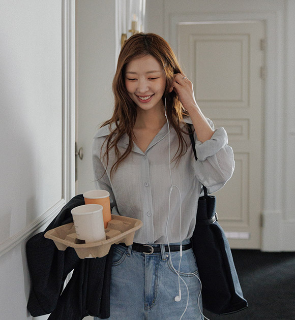 Sheer Lyocell Airy Wrinkle Shirt