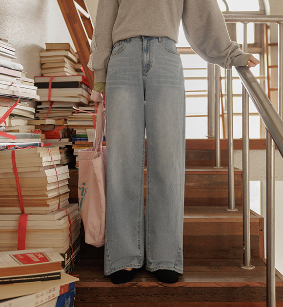 Four-Way Stretch Panel Wide Jeans (Short/Long)