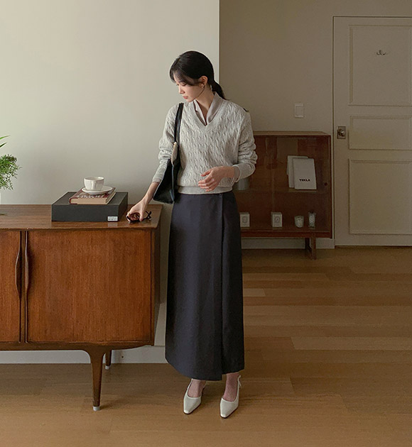 Chelsea Button-up Wrap Skirt