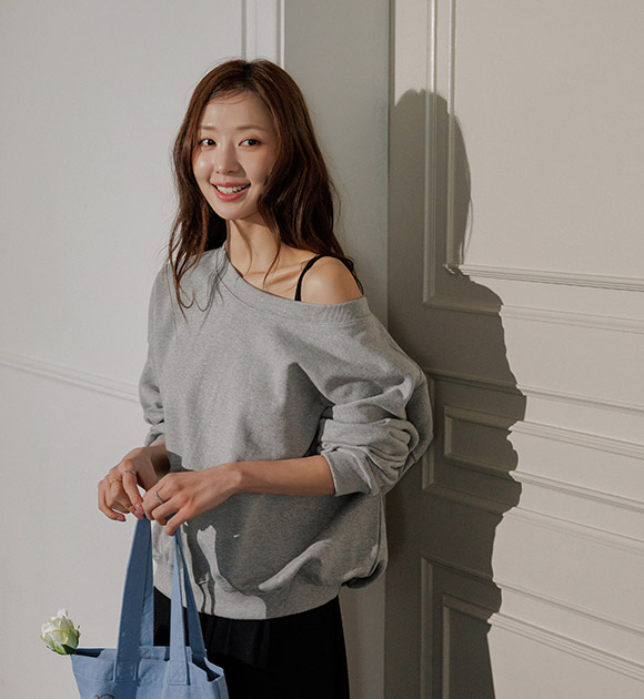 One-off Shoulder Relaxed-fit Terry Sweatshirt