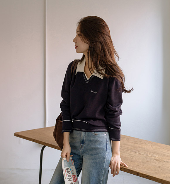 River Key Point Collar Knitwear