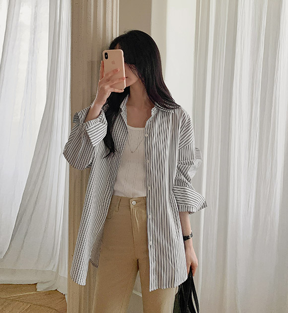 Ello Striped Boxy-fit Shirt