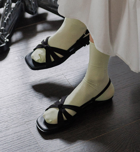 Suede Touch Ribbon Twist Sandals