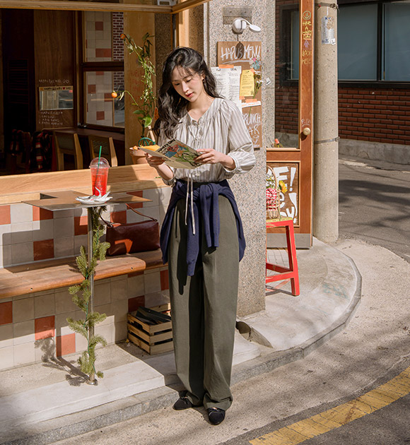 Sturdy-fit Curved Washed Pants