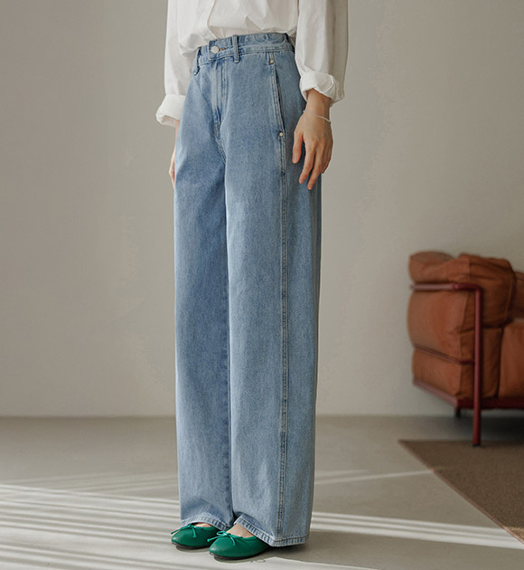 Eye-catching Slim Seam Wide Jeans (Short/Basic/Long)