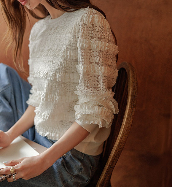 Anz Relaxed-fit Frill Sweatshirt Tee