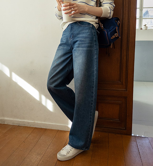 Curve-covering Lyocell Pocket Baggy Jeans (Short/Long)