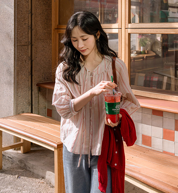 [JUST BETTER] Maylin Stripe String Blouse
