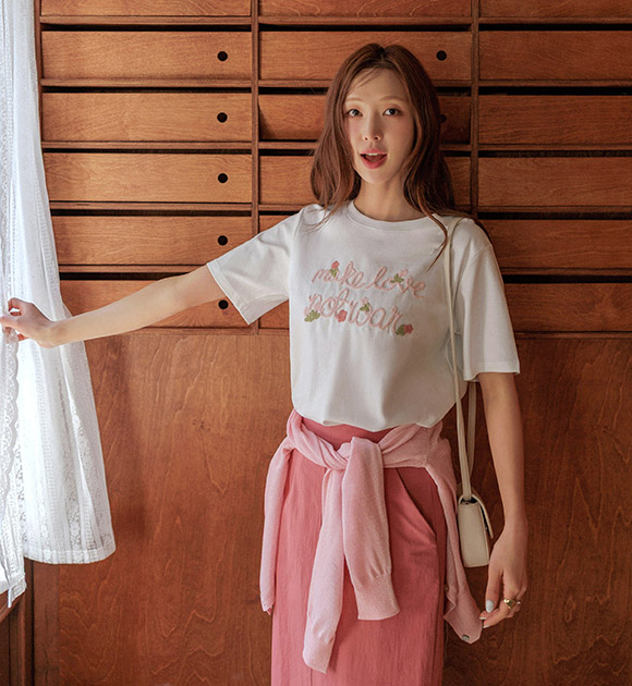 Romis Flower Lettering Short-sleeved shirt