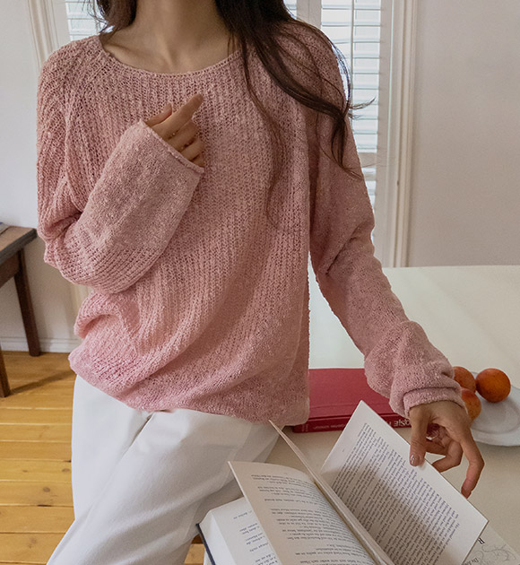 Soft Boat Neck Slub Knitwear