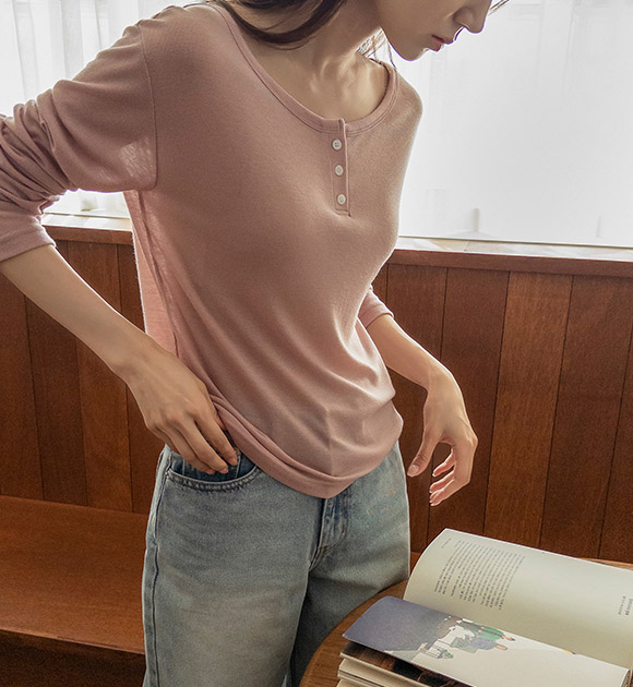 [JUST BETTER] Mild Tencel Ribbed Button-up Tee