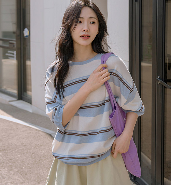 Eto Striped Loose-fit Short-sleeve Knitwear