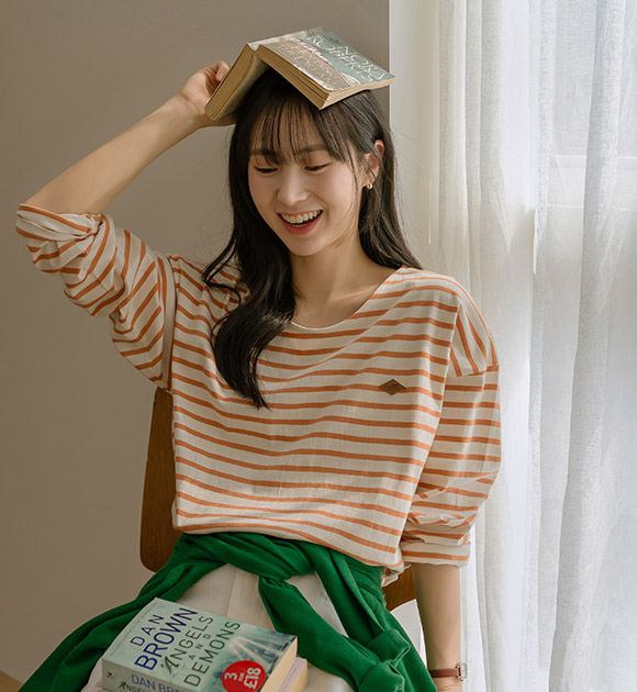 Lawrence Leather Patch Striped T-shirt