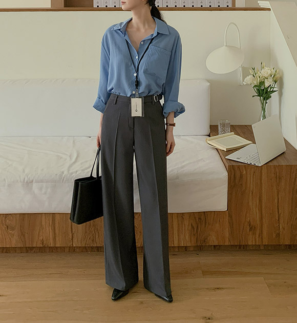 Side Buckle Wide Slacks