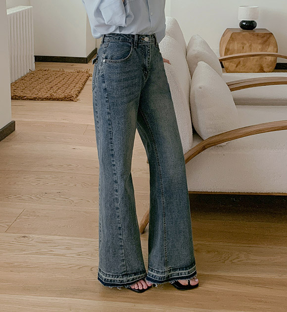 Relaxed Seam-detail Bootcut Denim Pants