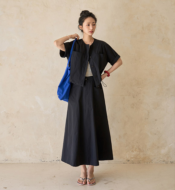 Moi Rustling Short Sleeve Jacket + Skirt Set